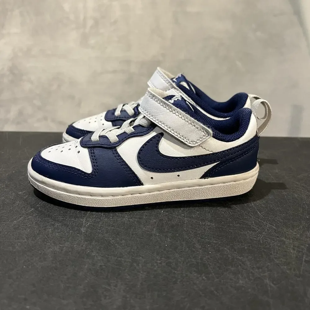 Nike Court Borough Low 2 Shoes Toddler Size 10.5C White Navy BQ5451-107